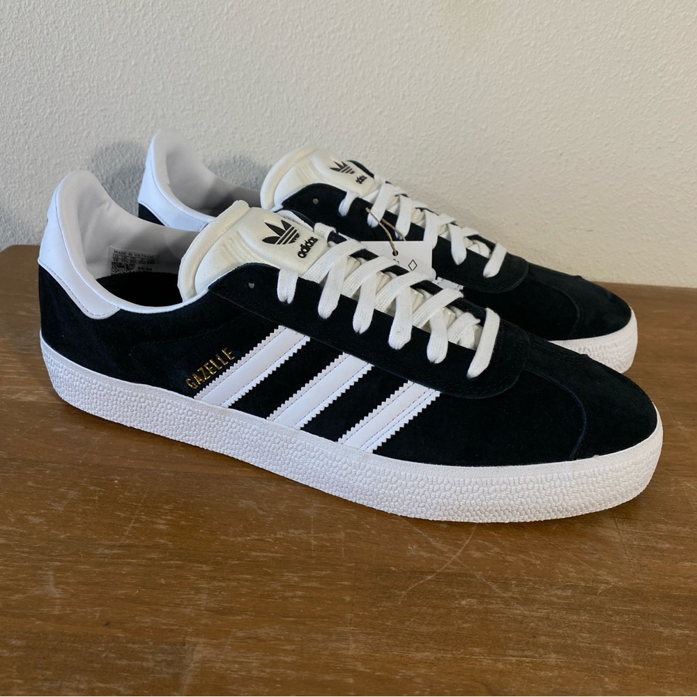 Adidas Skateboarding Gazelle ADV Black Suede White - Size 10.5